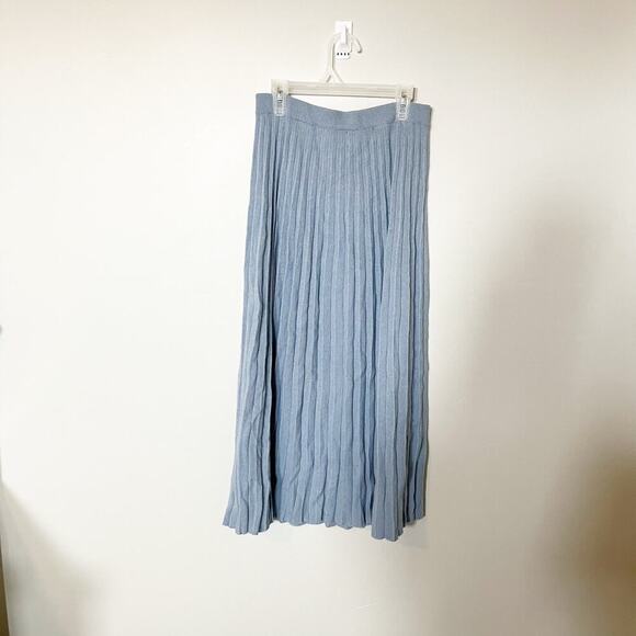 Lemme wool blend accordion pleated midi skirt blue women’s small nwt - Picture 2 of 7